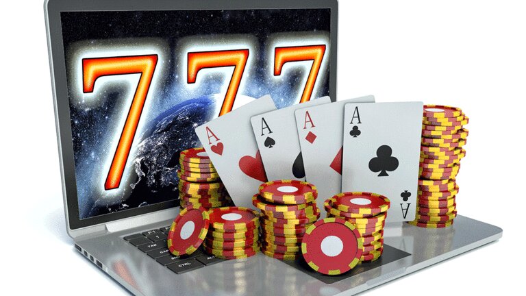 playing slot machine